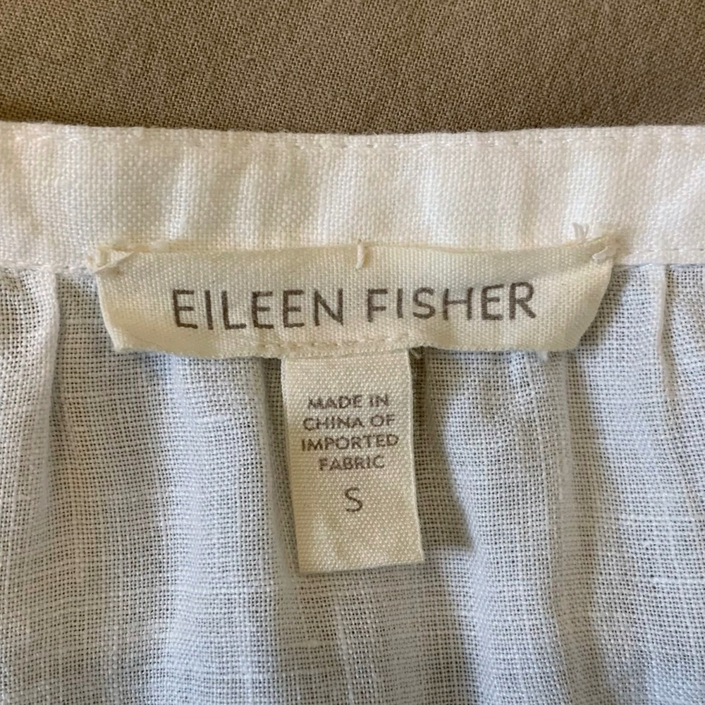 Eileen Fisher 100% Irish Linen Mandarin Collar Button Down Tunic - Picture 7 of 8